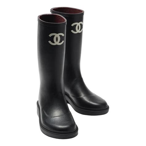 chanel rain snow boots black and white|vintage chanel boots.